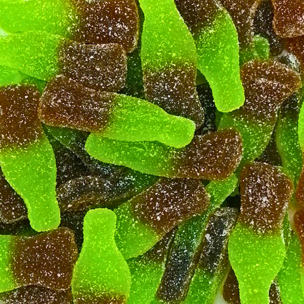 Buy Sour Green Cola Bottles (100g) Chewy gummy jelly Pick n mix sweets from Joyofsweets.com
