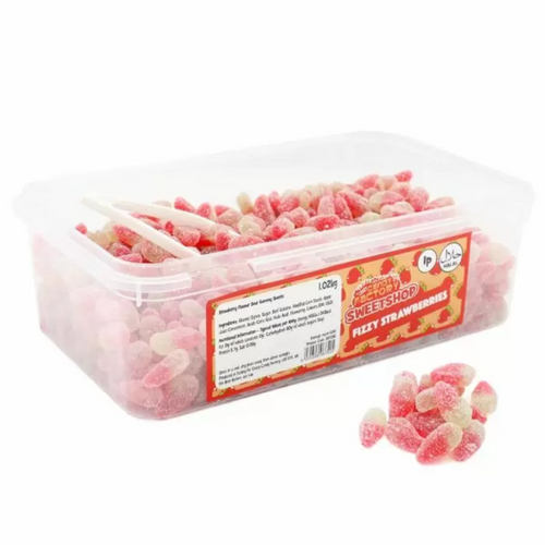 Buy Crazy Candy Factory Sweetshop Fizzy Strawberries (1kg) Halal jelly pick n mix sweets from Joyofsweets.com