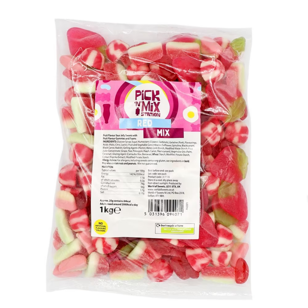 Pick n Mix Station Red Mix Bag 1kg (Pre-Made)