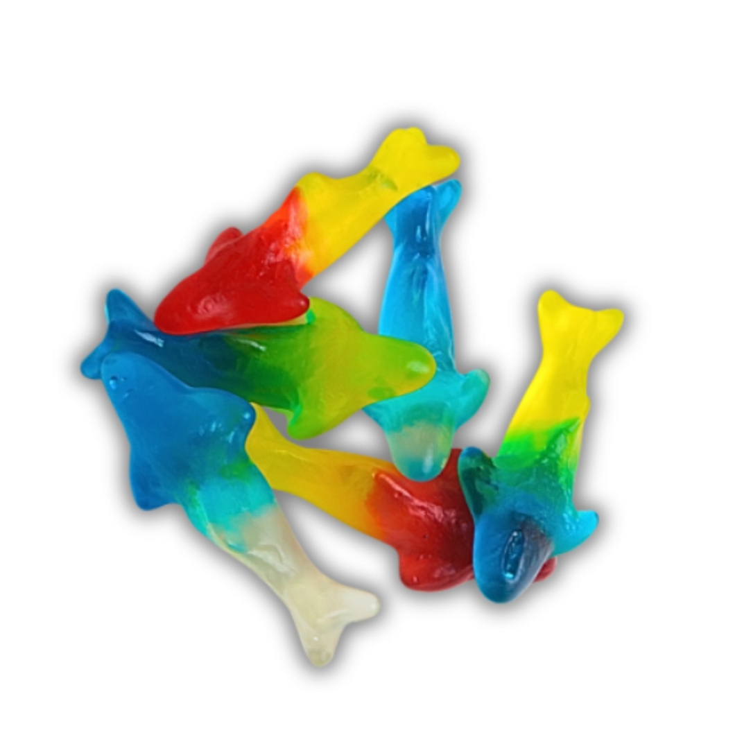 Giant Fruity Jelly Dolphins (100g)