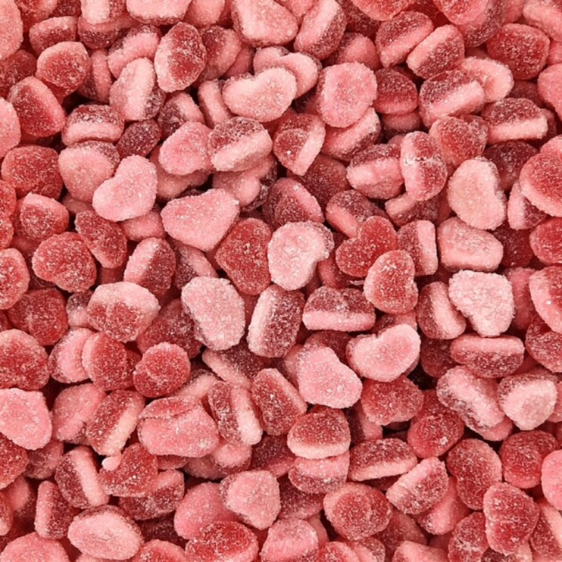 Fizzy Strawberry Hearts (100g) (Halal)