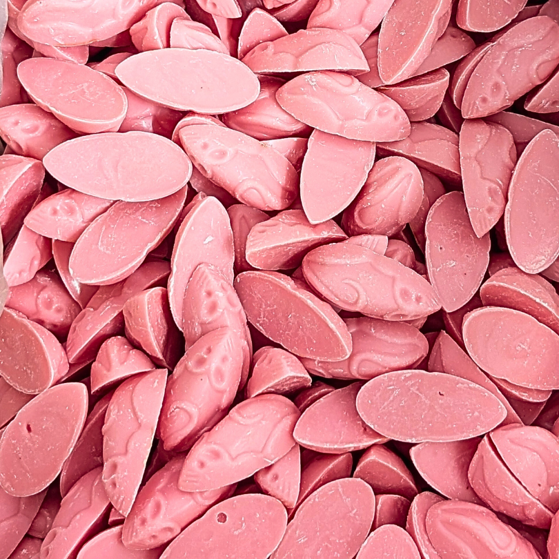 Pimlico Pink Chocolate Mice (100g) - Halal-certified milk chocolate mice with a smooth pink candy shell, perfect for gifting or sweet treats.