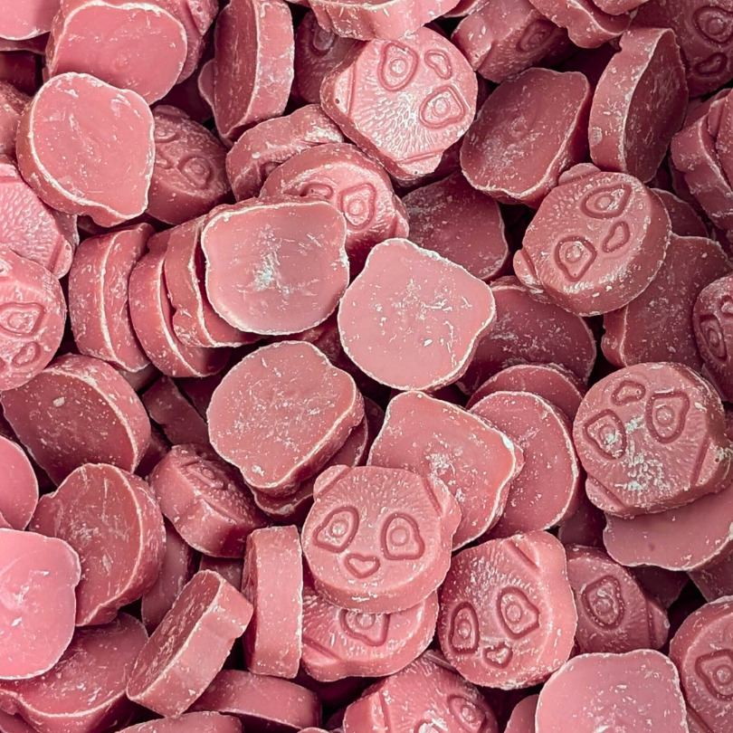 Opsy Chocolate Pink Pandas (100g) - Halal-certified milk chocolate pandas with a pastel pink candy shell, perfect for gifts, parties, or sweet snacking.