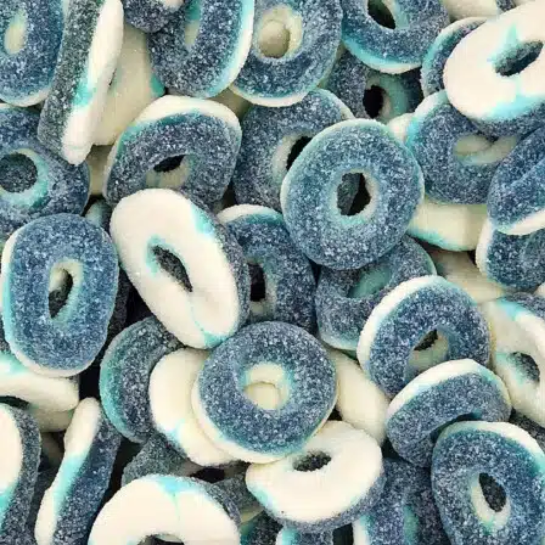 Blue Raspberry Rings (100g) (Halal) | Joyofsweets.com – JoyofSweets.com