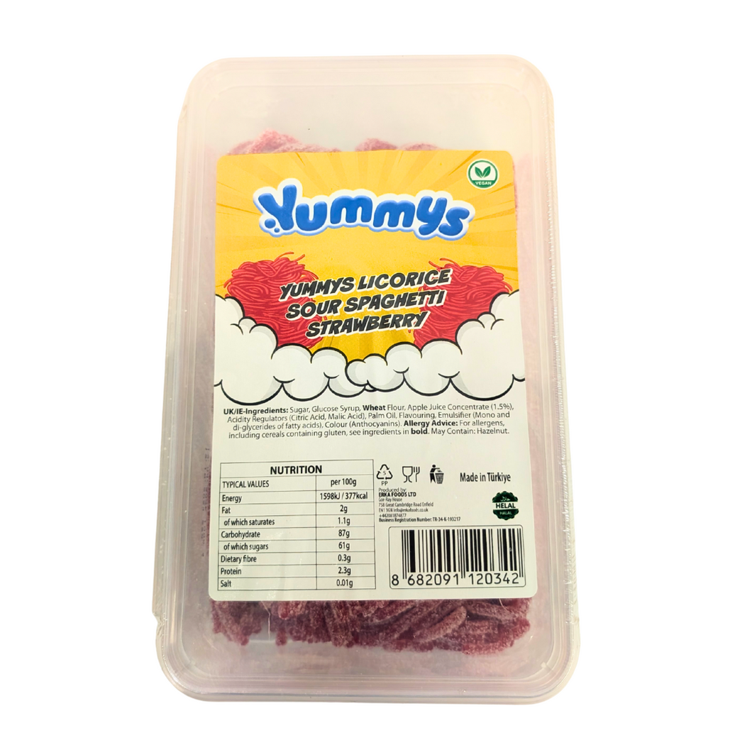 Yummy's Sour Strawberry Spaghetti 1kg Tub (Halal)