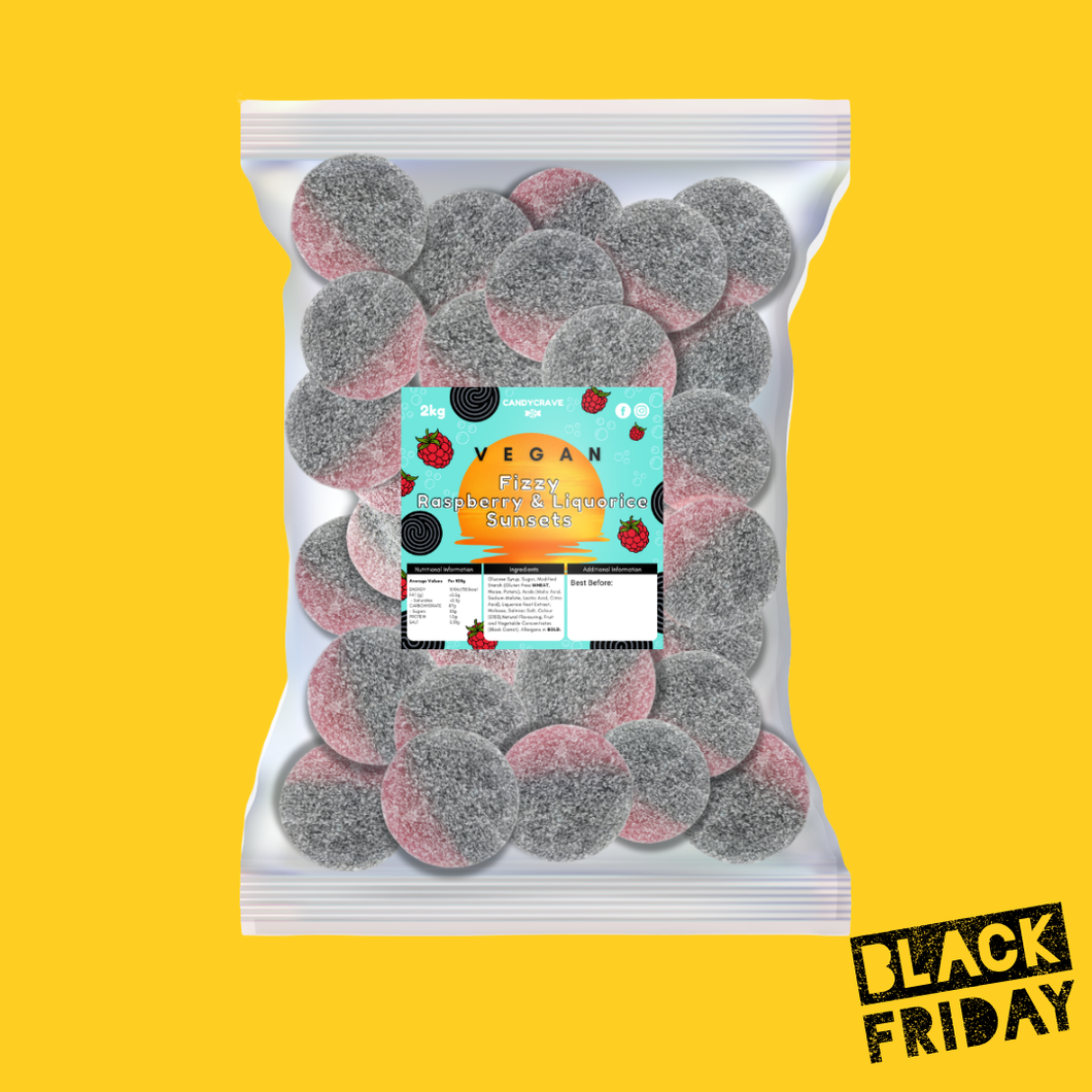 Fizzy Raspberry & Liquorice Sunsets 2kg (Vegan)