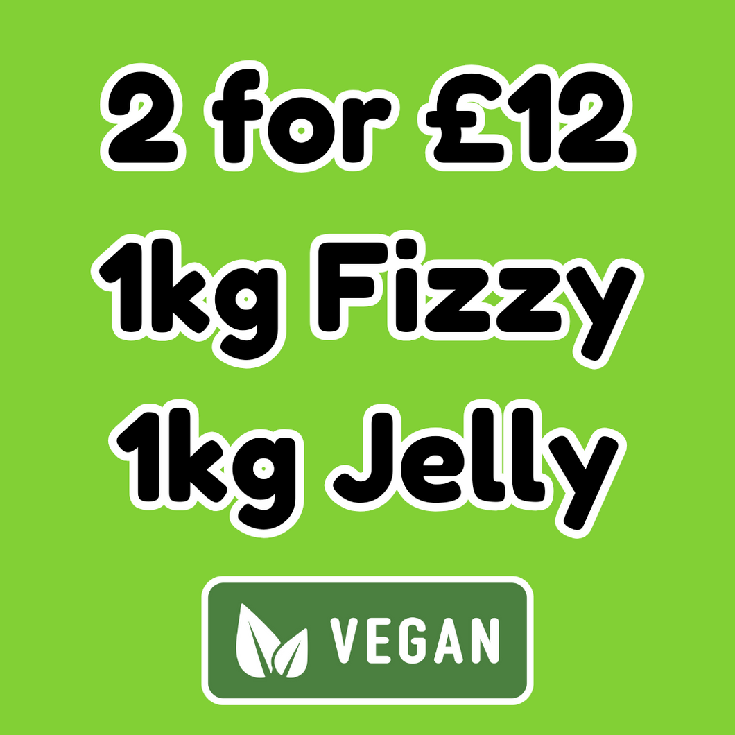 2 for £12 (Vegan) (1kg Fizzy/1kg Jelly)