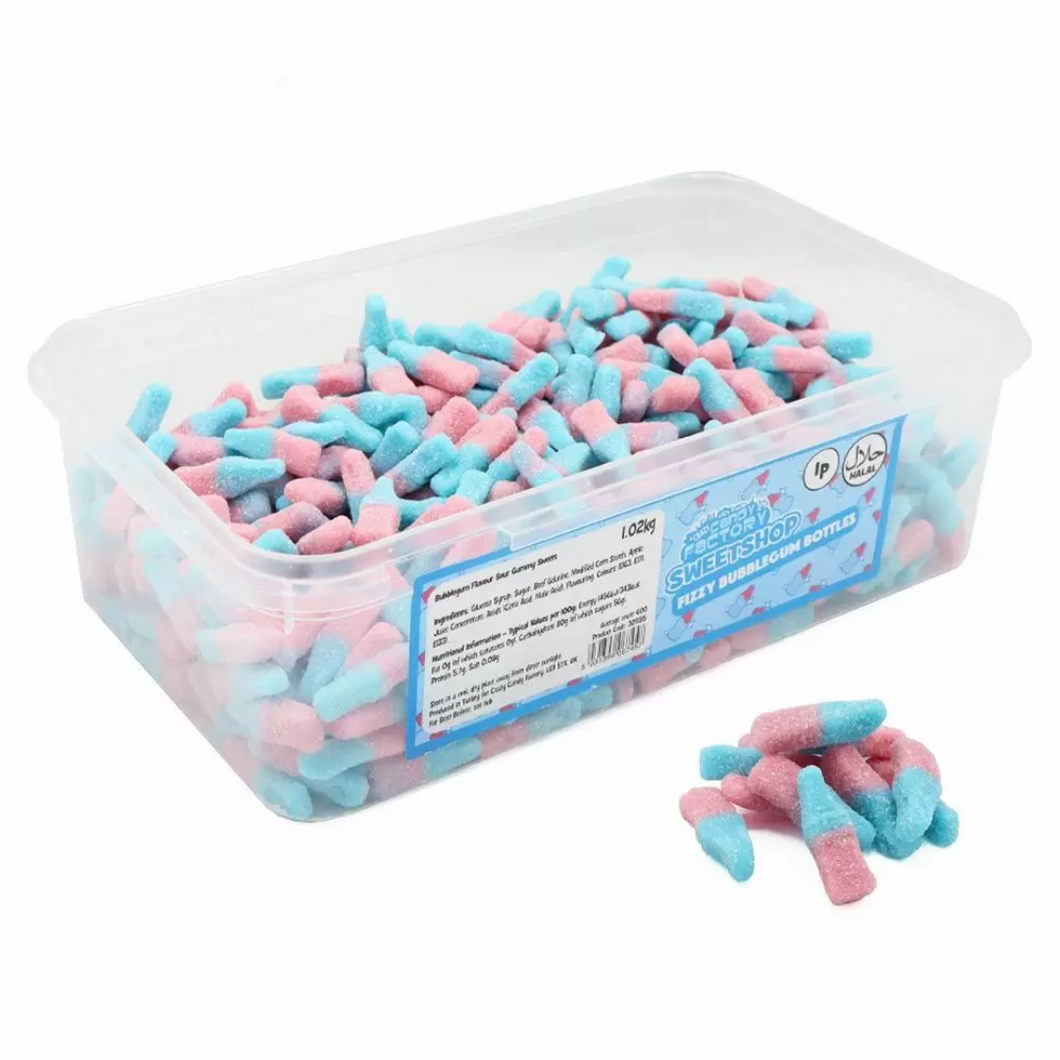 Crazy Candy Factory Sweetshop Fizzy Bubblegum Bottles (1kg)