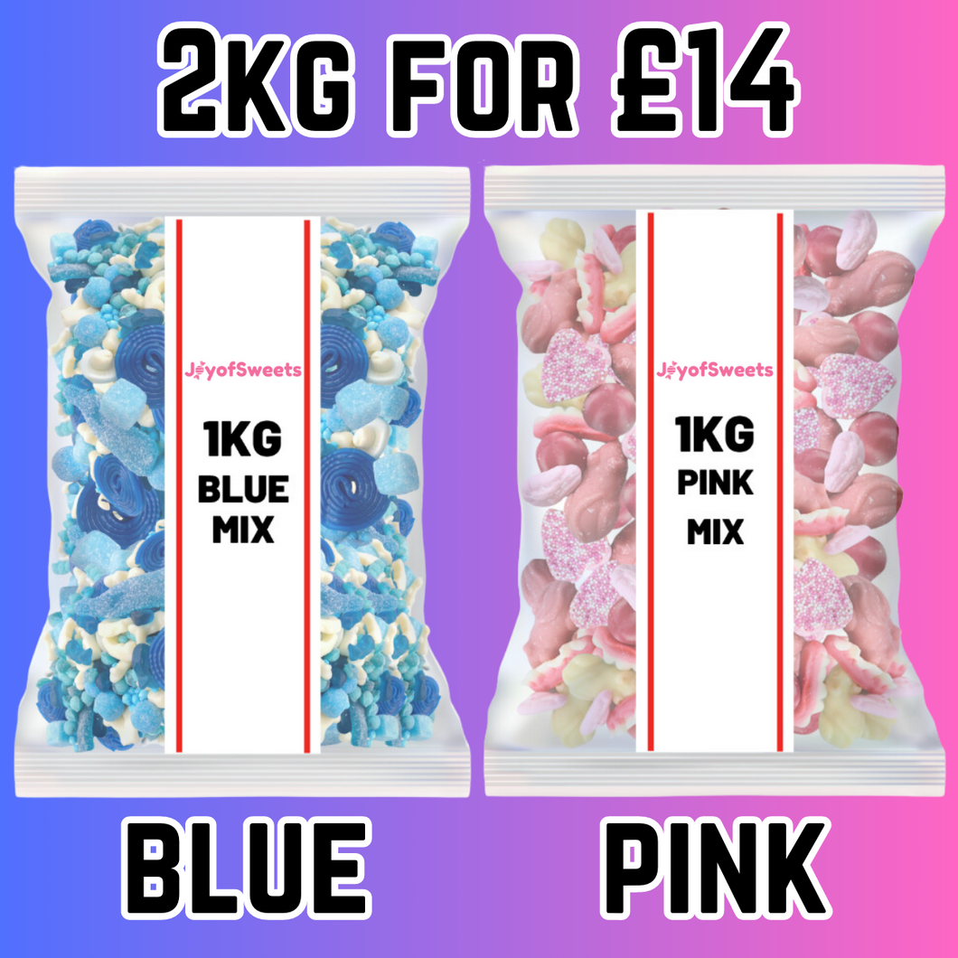 1kg Pink & 1kg Blue Sweet Mix (Pre-made)