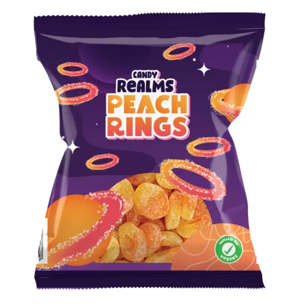 Candy Realms Peach Rings Bag 190g (VEGAN)