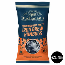 Load image into Gallery viewer, Buchanan&#39;s Tremendously Tasty Iron Brew Humbugs Bags 140g
