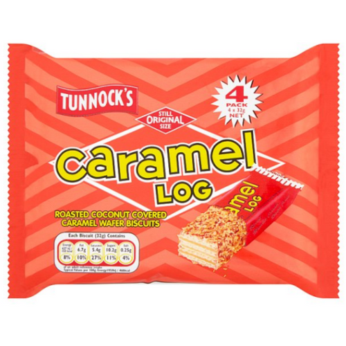 Tunnock's Caramel Log Wafer coconut biscuits from joyofsweets.com
