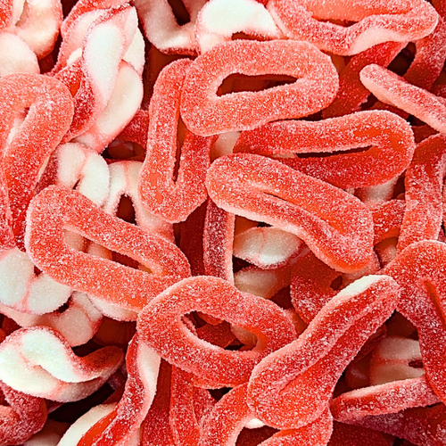 Buy Fizzy Strawberry and Cream Rings (100g) Pick n mix Sweets from Joyofsweets.com