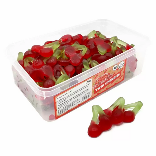 Buy Crazy Candy Factory Sweetshop Twin Cherries Tub (1.08kg) Halal jelly pick n mix sweets from Joyofsweets.com