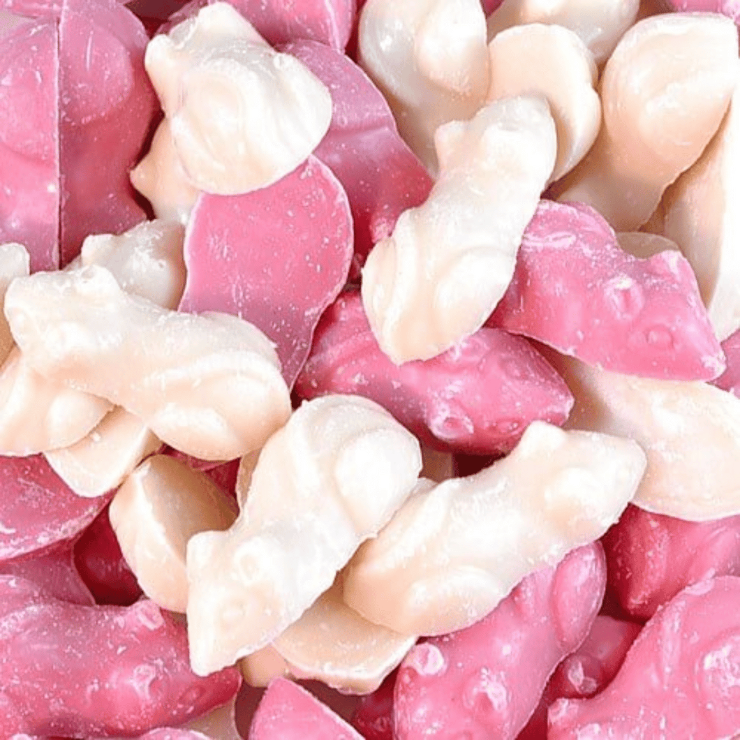 Pink and White Chocolate Mice pick n mix sweets from joyofsweets.com