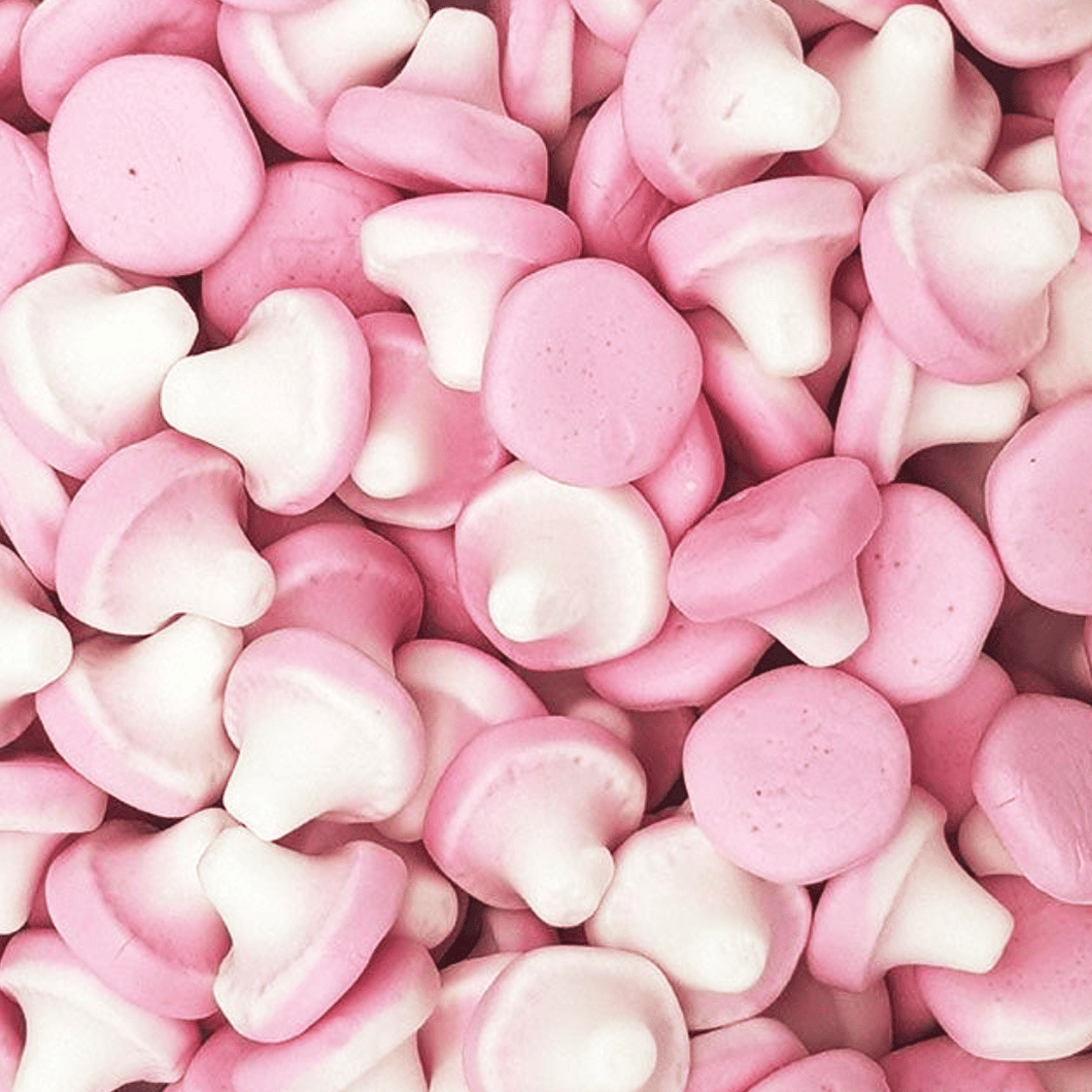 pink mushroom foam pick n mix sweets from joyofsweets.com