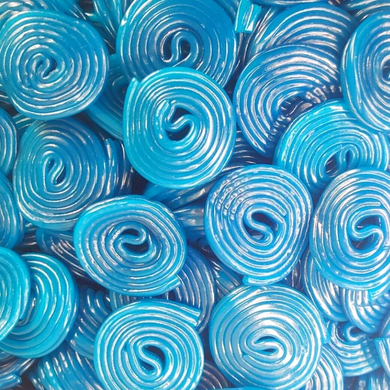 Blue Raspberry Wheels liquorice pick n mix sweets from joyofsweets.com